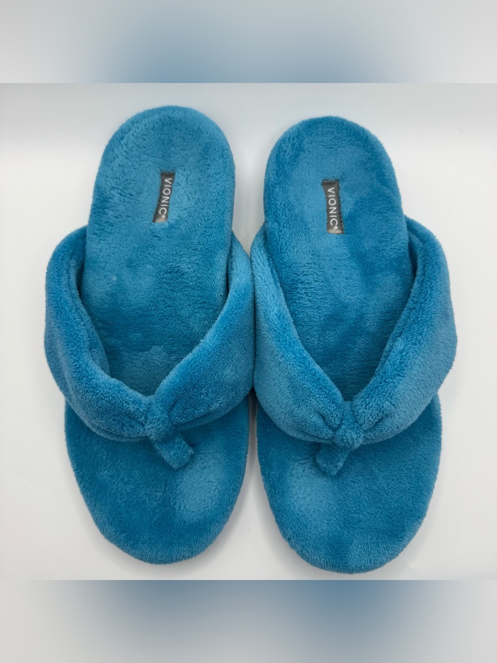 Vionic Lydia Deep Teal Terry Thong Slippers Women’s 7.5